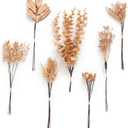 Ling's moment Artificial Golden Branches Box Set, 33pcs with 7 Kinds of Faux Greenery Picks for DIY Bridal Bouquets Wedding Floral Arrangement Table Centerpieces, Golden