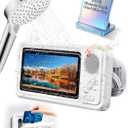 in Shower Phone Holder Waterproof Bathroom Phone Case for Shower Speaker Landline Vintage with Speakers Buddy Under Water Proof Play Soeaker Suction Cup Mount Wall with Lights Mobile Scroller