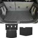 AOMSAZTO Cargo Mat and Backrest Mat for 2017-2025 Chevrolet Bolt EV & EUV - All Weather PU Leather Cargo Liner (Upper and Lower Layer) Waterproof Anti-Slip Trunk Mat (Black+Beige)