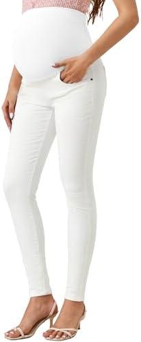 PACBREEZE Women's Maternity Jeans Over Belly Skinny Stretchy Denim Pants Comfy Slim Pregnancy Pants Size M