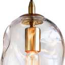 CASAMOTION Glass Pendant Light Gold and Clear Organic Globe Ceiling Hanging Fixtures Modern Industrial Ambient Lighting Over Kitchen Island Sink Bar Counter Porch Small Medium Lamp 8 Inch H