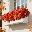 Artificial Fall Mums Flowers Plants for Outdoor Decoration, 12 Bundles Faux Fake Silk Orange UV Resistant Look Real for Autumn Front Door Porch Planter Patio Garden Home Decor (12Pcs Orange Hydrangea)