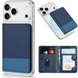 TUCCH for Magsafe Phone Wallet, RFID Blocking [6 Card Slots] [Clear ID Window] PU Leather Folio Women Men Magnetic Card Wallet for iPhone 17 16 15 14 13 12/Pro/Pro Max/Plus/Air, Blue & Light Blue
