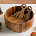 SullyHÔME 12" Acacia Wood Salad Bowl with Serving Spoons