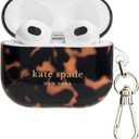 kate spade new york AirPods Protective Case with Keychain Ring - Tortoiseshell, Compatible with AirPods 3rd Generation