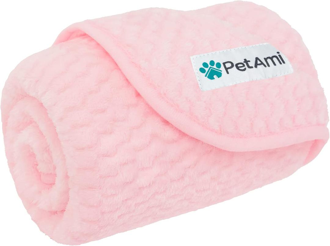 PetAmi Waterproof Dog Blanket, Leakproof Puppy Blanket for Small Medium Dogs, Furniture Sofa Couch Cover Protector, Fleece Pet Throw for Indoor Cat Kitten, Reversible Washable Soft Plush, Medium 29x40 Pink