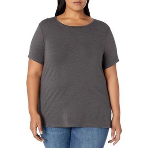 Amazon Essentials Women's Short-Sleeve Crewneck T-Shirt, Charcoal Heather, 2X