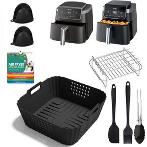 7pcs Accessories for Ninja Air Fryer Pro XL 6-in-1 - AF181 &AF141 6.5 QT Air Fryer, with brushes Clip Spatulas Baking trays Baking Needles Hand Clips,Recipes (6.5QT)