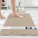 MAYSHINE Plush Shaggy Chenille Bath Mat | Extra Soft, Super Absorbent, Non-Slip Bathroom Rug | Fluffy Microfiber, Area Rug Sets for Bathroom Floor, Kitchen, Living Room | 24"x17" | Beige