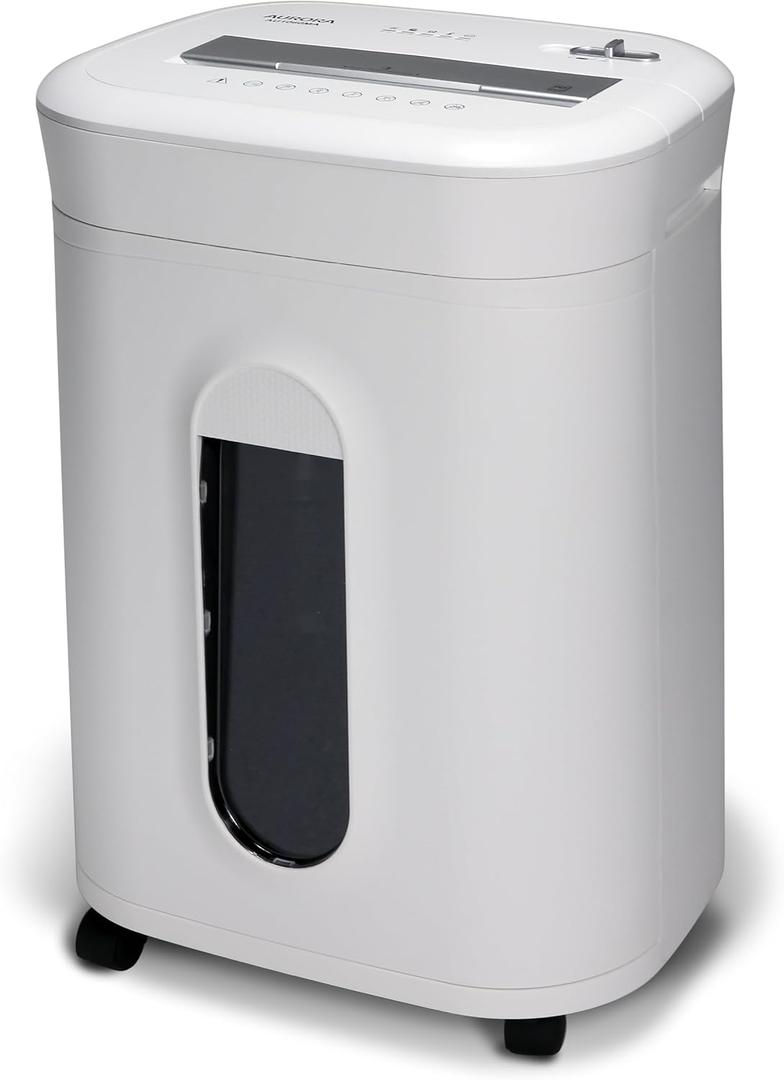 Aurora AU1060MA Professional Grade 10-Sheet High Security Micro-Cut Paper and Credit Card Shredder/ 60 Minutes/Security Level P-5, White, AU1060MA 10-Sheet High Security Microcut