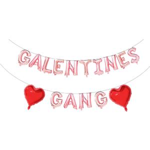 Galentines Gang Rose Gold Balloons, Banner Decor for Valentine's Day