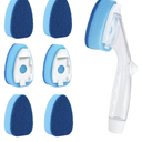 Clioran Dishwand Refills Sponges Heads with Soap Control Handle, 6 Non-Scratch Replacement Sponge Head for Dish Wand,Leak-Proof Handle,Universal Compatible Soap Dispensing Brush for Kitchen,Dishwasher