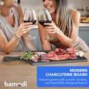 Bamodi | Extra Long Acacia Wood Cutting Board with Round Handle - Versatile Charcuterie and Cheese Board - Durable Wooden Chopping Board - Elegant Black Design for Modern Kitchens - 23.6''L x 8''W