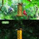 SWEETFULL Solar Bird Feeder for Outdoors Hanging, Metal Wild Bird Feeder for Cardinals Solar Garden Lantern with S Hook as Gift Ideas for Bird Lovers (2LBs Heavy Duty Weather Resistance birdfeeders)