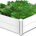 4'x4' White Vinyl Raised Garden Bed Kit, Outdoor Above Ground Garden Box for Growing Vegetables, Flowers, Herbs, DIY Gardening, Whelping Pen and More