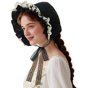 CosInStyle Women's Pioneer Bonnet - Colonial Peasant Amish Hat, Prairie Cap, Nightcap, Maid Cosplay Costume Accessory