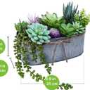 Winlyn 10" Artificial Succulent Arrangement Centerpiece Fake Succulent Plants in Rustic Metal Oval Planter Faux Potted Succulents for Home Office Bedroom Table Windowsill Shelf Mantel Decor