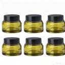 6Packs Refillable Green Cosmetic Glass Jars 1Oz/30ml with Lids Small Empty Makeup Jars Containers For Storing Cream, Gel, Shampoo, Foundation,Powder