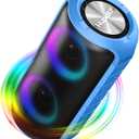 Hupoaf Bluetooth Speaker, 2026 New Portable Wireless Speaker with 6D Loud Sound, IPX7 Waterproof, HD Call, RGB Lights, 12H Playtime for Home/Party/Outdoor/Beach, Electronic Gadgets, Birthday Gift