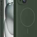 Miracase Compatible with iPhone 15 Case, [Soft Anti-Scratch Microfiber Lining], Liquid Silicone Case Gel Rubber Shockproof Drop Protection Phone Case for iPhone 15, Dark Green