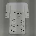 Wall Outlet Extender with Surge Protector, 6 AC Outlets, Shelf, 2 USB & USB C Charging Ports - Home & Dorm Plug Expander (White)