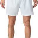 EZRUN Men's 5 Inches Running Workout Shorts Quick Dry Lightweight Athletic Shorts with Liner Zipper Pockets (Large, White)