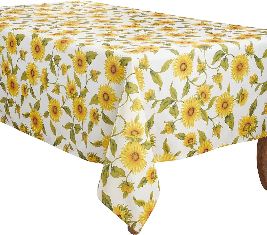 SARO LIFESTYLE Sunflower Design Tablecloth, Yellow, 65"x160"