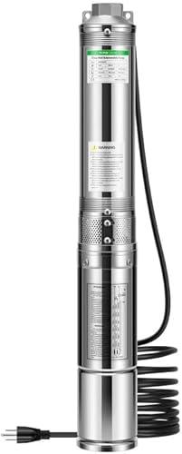 VIVOGROW Submersible Deep Well Pump, 0.5HP 115V/60HZ, 33GPM, 148ft Head, Stainless Steel Water Pump with Additional Brass Check Valve and 33ft Power Cord for Irrigation, Industrial & Home Use