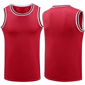 YWIES Plain Basketball Jersey, Blank Team Uniform, Hip Hop Hipster Short Sleeveless Active Shirts, M, Red
