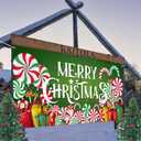 gisgfim Christmas Candy Garage Door Cover Merry Christmas Banner Decorations Large Xmas Holiday Garage Door Banner Backdrop Peppermint Round Lollipop Background Sign for Outdoor Indoor 6x13ft