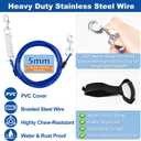 Heavy Duty Dog Tie Out Cable and Stake,Chew-Proof Dog Leads with Spring and Strap,Anti-Rust Ground Anchors with Extended T-Wrench,Dog Runner for Small Medium Dogs,for Yard Camping Beach,16FT