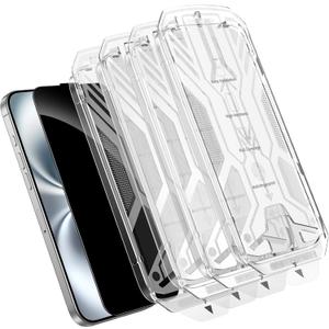 Didisky 4-Pack for iPhone 16 Privacy Screen Protector Tempered Glass, [Military Grade Shatterproof & 25 Anti-Spy], [Fingerprint Unlock Support], [4 Fast Alignment Tools], 9H Hardness