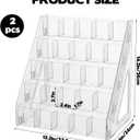 2 Pack 5 Tiers Sticker Display Stand, 25 Compartments Sticker Holder Organizer for Stickers Vendors Small Business Supplier Events Trade Shows Classroom Risers Greeting Card Display Sticker Holder
