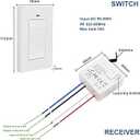 Chitoli Wireless Light Switch and Receiver Kit, Self-Powered Remote Light Switch for Two Locations, No Wiring, No Battery