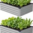 zunatu 4x3x1 ft(2 Pack) Galvanized Raised Garden Bed,Outdoor Planter Box Metal Patio Kit Planting Bed for Vegetables Flowers and Succulents,Silver
