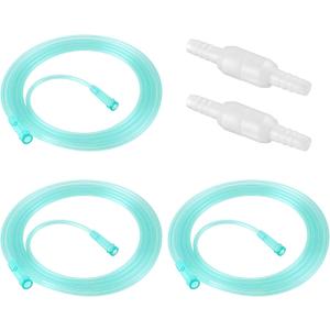 Geiserailie 3 Pack 7Ft Adult Oxygen Tubing with 2 Tubing Connector, Soft Oxygen Tube with Connector, High Flow Tube Hose for Breathing, Non Kinking Lightweight for Adult (Green)