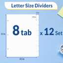 SUNEE Binder Dividers with Tabs for 3 Ring Binder, 8.5 x 11 Paper White Binder Dividers Blank with 8 Tabs, 12 Sets Page Dividers for School, Office and Home, 96 Dividers