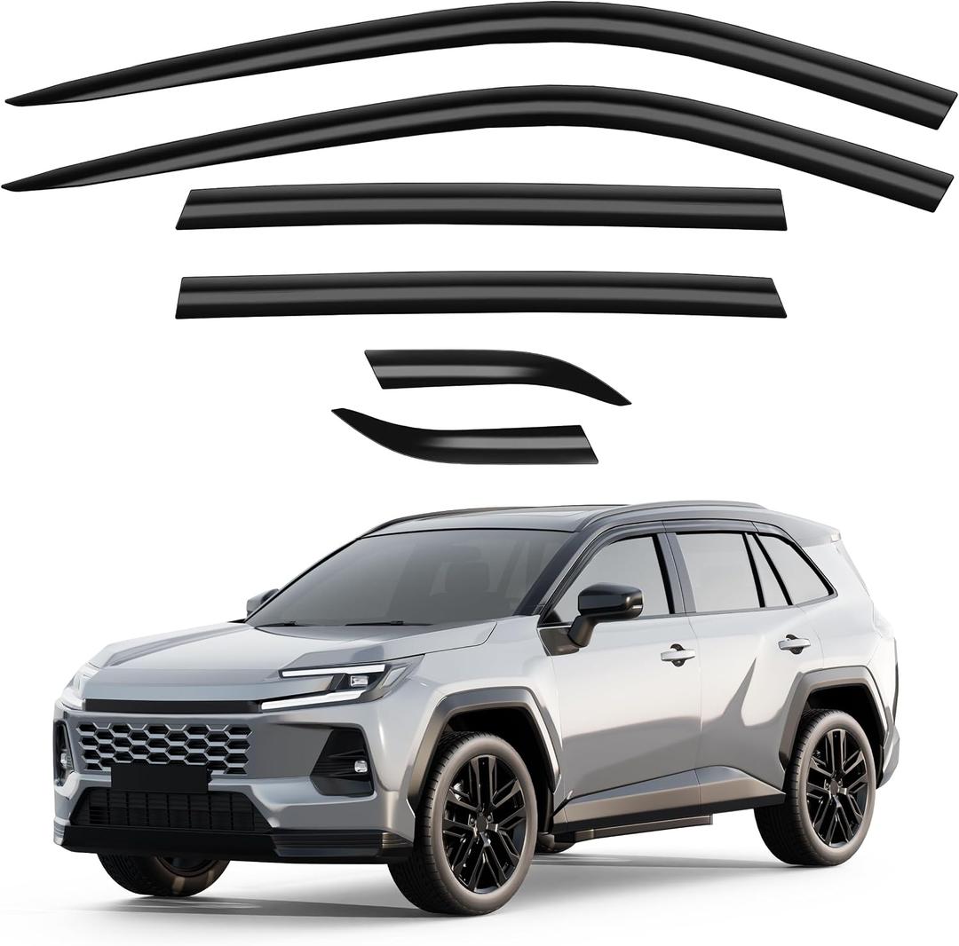 Breejoy Out-Channel Window Viosrs Rain Guards For Toyota RAV4 2026 2027 | Extra Durable, Window Visors, Vent Visors, Window Deflector, Vent Shades, Car Accessories-6PCS