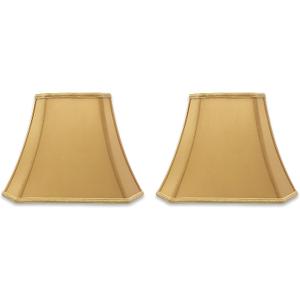 Royal Designs, Inc. DSO-68-16AGL-2 Rectangle Cut Corner Bell Designer Lamp Shade, (6.25x8) x (11x16) x 12, Antique Gold, 2-Pack