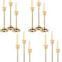 Brass Gold Candle Holders Set of 12, Metal Taper Candlestick Holders in 3 Heights - Vintage Candle Stick Holder Brass Decor - Candle Holder Centerpieces for Wedding Table Home Christmas Decoration