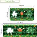 St. Patricks Day Rug Welcome Door mat 17x29 inch, Green Clover Lucky Door Mat for Front Door, Non-Slip Low Profile Indoor Outdoor Entryway Mat, Holiday Seasonal Home Decor