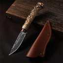 Plys Fixed blade knife with leather sheath, Handmade Forged Stainless steel,Outdoor camping,survival,Hunting knife Gifts for Men