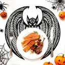 Halloween Bat Shape Placemats Washable Bat Place Mats Set of 12 Black Gothic Table Mats Table Decoration for Indoor Outdoor Party Resistant Kitchen Kitchen Dining Gift