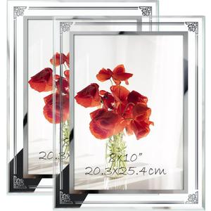 HORLIMER 8x10 Picture Frame Set of 2, Glass Photo Frame 8 by 10 for Tabletop, Horizontally or Vertically (Clear-2 Pack)