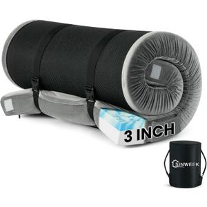 Sinweek Memory Foam Camping Mattress CertiPUR-US Waterproof Portable Roll Up Mattress for Adults Cot Mattress Car Van Sleeping Mat Pad with Carrying Bag (Cot (72*24*3"))