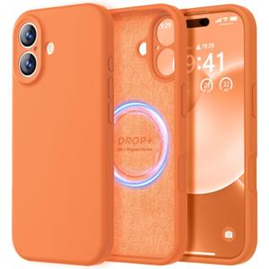 LOVE 3000 Designed for iPhone 17 Case, Premium Silicone [Compatible with Magsafe][Soft Anti-Scratch Microfiber Lining] Shockproof Protective Phone Case for Men Women 6.3", Bright Orange