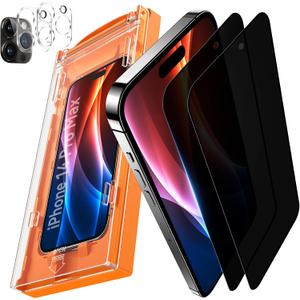 DIMONCOAT 2+2 Packs for iPhone 14 Pro Max Privacy Screen Protector 6.7'' with Camera Lens Protector [Zero Bubble, Auto-Dust Removal] 23 Anti-Spy Tempered Glass[10X Military Protection] Case Friendly