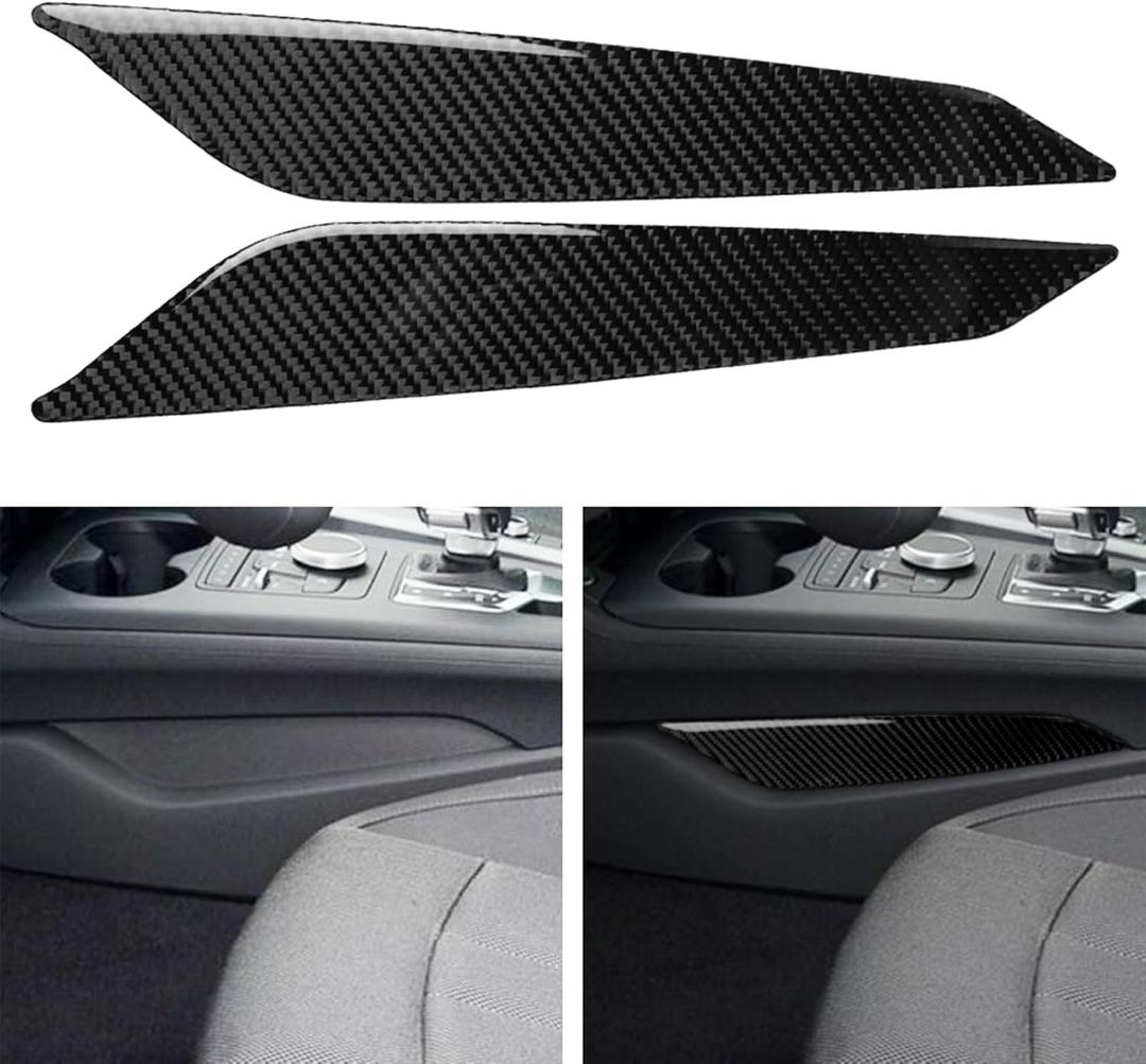 NVCNX Real Carbon Fiber Compatible with Audi B9 A4 S4 2017-2025 / A5 S5 RS5 2018-2025 2019 2020 2021 2022 2023 2024 Car Center Console Sides Panel Trim Cover Sticker Decal Interior Accessories 2PCs