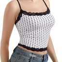 SUUKSESS Women Lace Double Lined Camisole Top Spaghetti Strap Going Out Tank Top (White, XL)