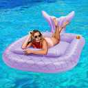 HeySplash Inflatable Tanning Pool Lounger Float, Suntan Tub for Adults, Blow Up Sunbathing Pool with Integrated Pillow and Cup Holder, Heavy Duty Tanning Bed for Backyard Lake Beach, 72.8 x 49.2"